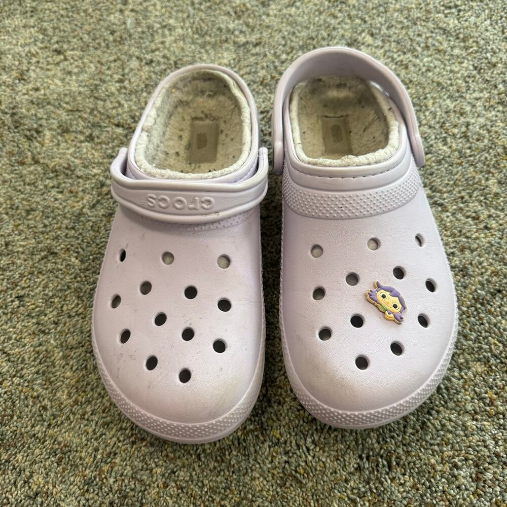 Crocs Light Purple Fleece Lined Classic Slide On Clogs Women's Size 11 Men's 9